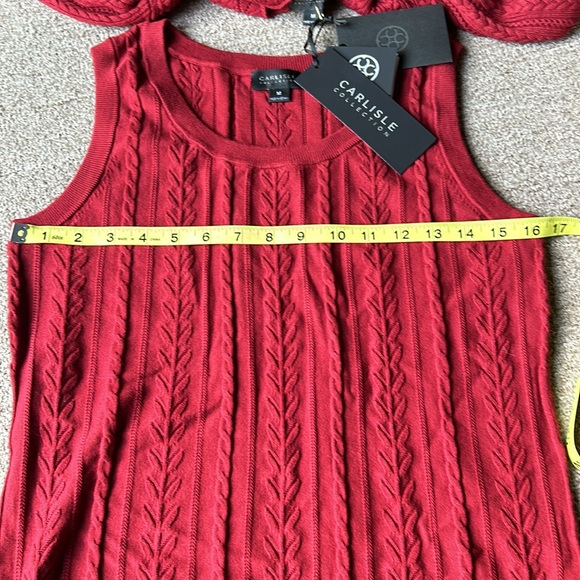 Carlisle Beauty Burgundy Cardigan Sweater set with Shell - Picture 13 of 16